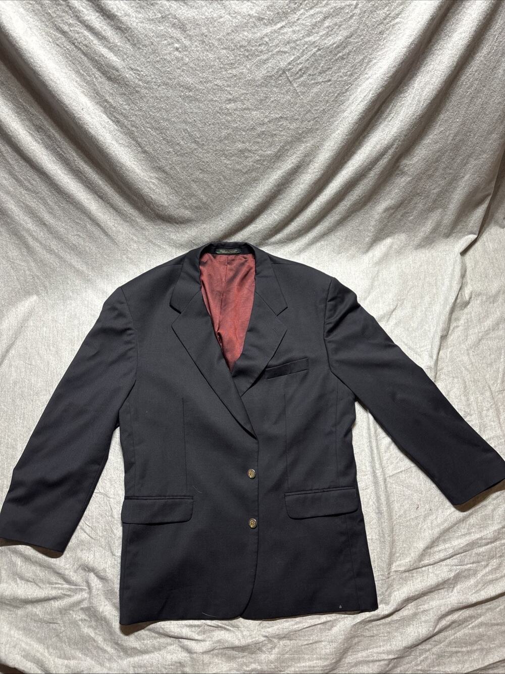 Kasper Mens Suit Jacket 48R 48 Regular 100% Wool Made in Canada Two Metal Button